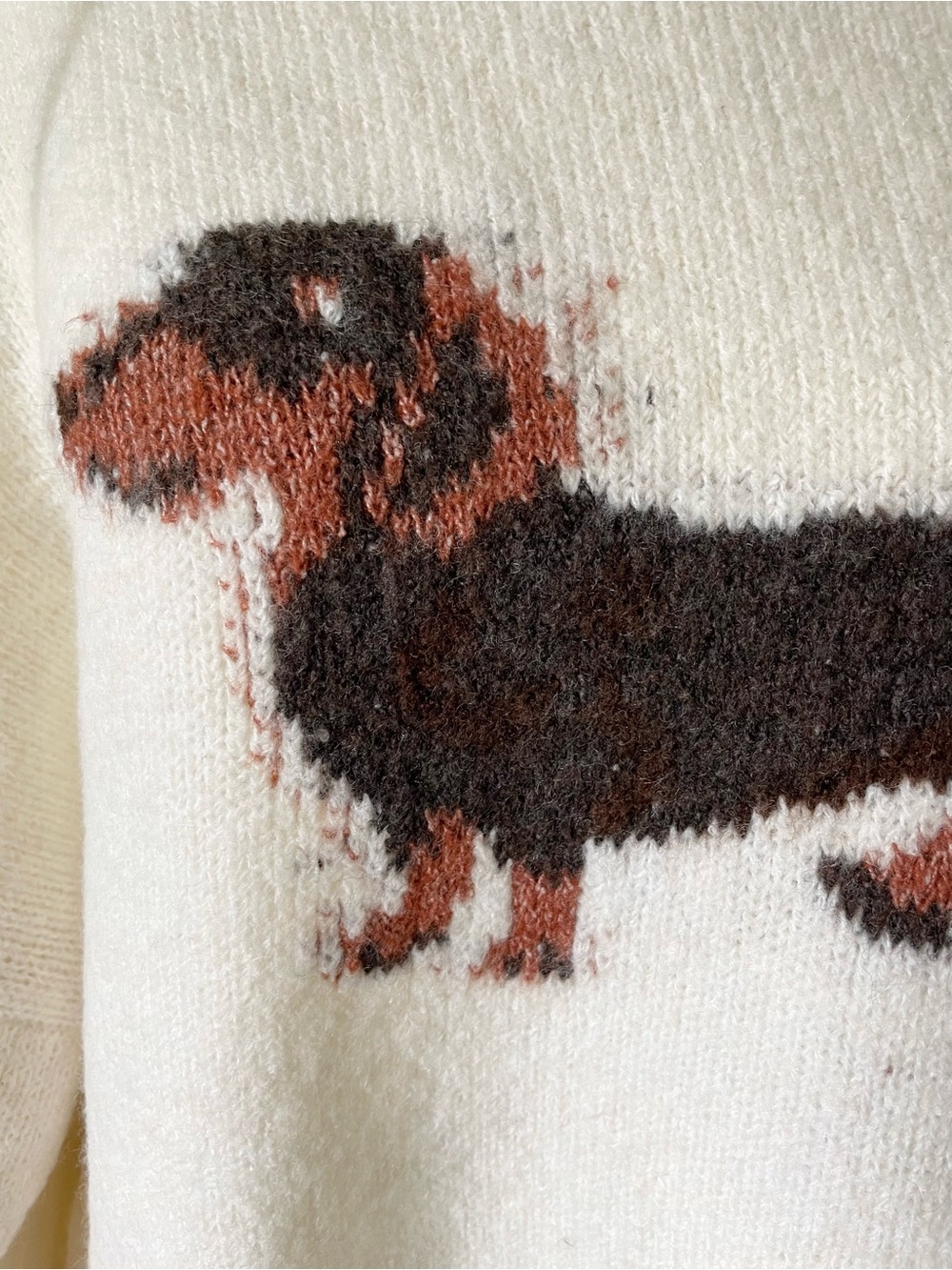 Bailey Rose Women's Cream Soft Ribbed Knit Graphic Dog Lover Sweater Medium NWT - Picture 7 of 16